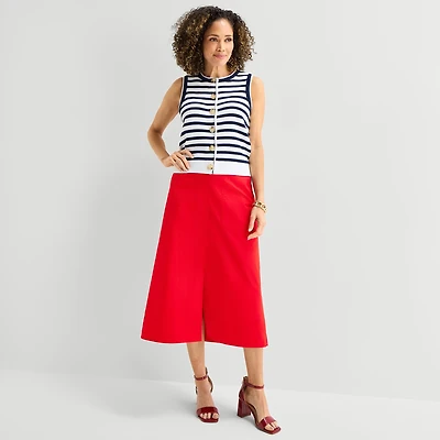 Liz Claiborne Womens High Rise Midi A-Line Skirt