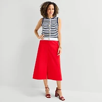Liz Claiborne Womens High Rise Midi A-Line Skirt