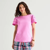 St. John's Bay Womens Round Neck Short Sleeve T-Shirt