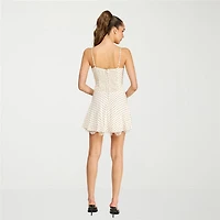 belle vie Womens Sweetheart Neck Sleeveless Spaghetti Straps Fit + Flare Dress