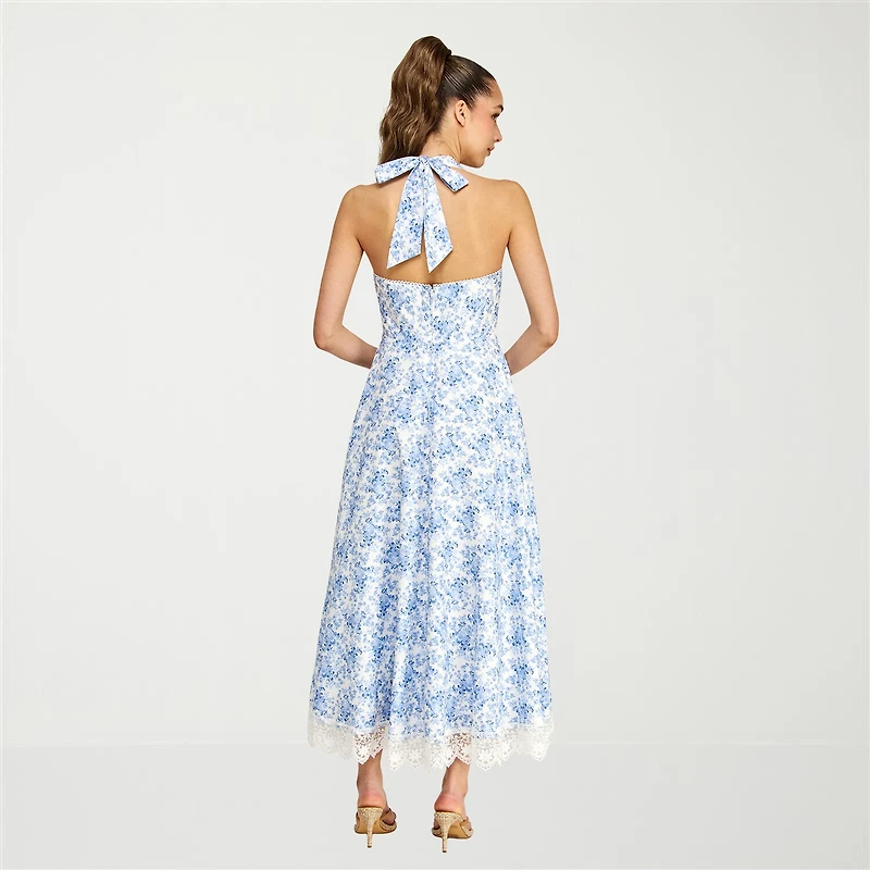 belle vie Womens Fit + Flare Halter Dress
