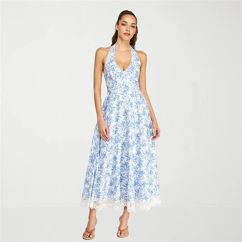 belle vie Womens Fit + Flare Halter Dress