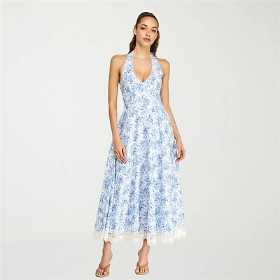belle vie Womens Fit + Flare Halter Dress