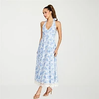 belle vie Womens Fit + Flare Halter Dress