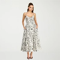 belle vie Womens Printed Poplin Dress