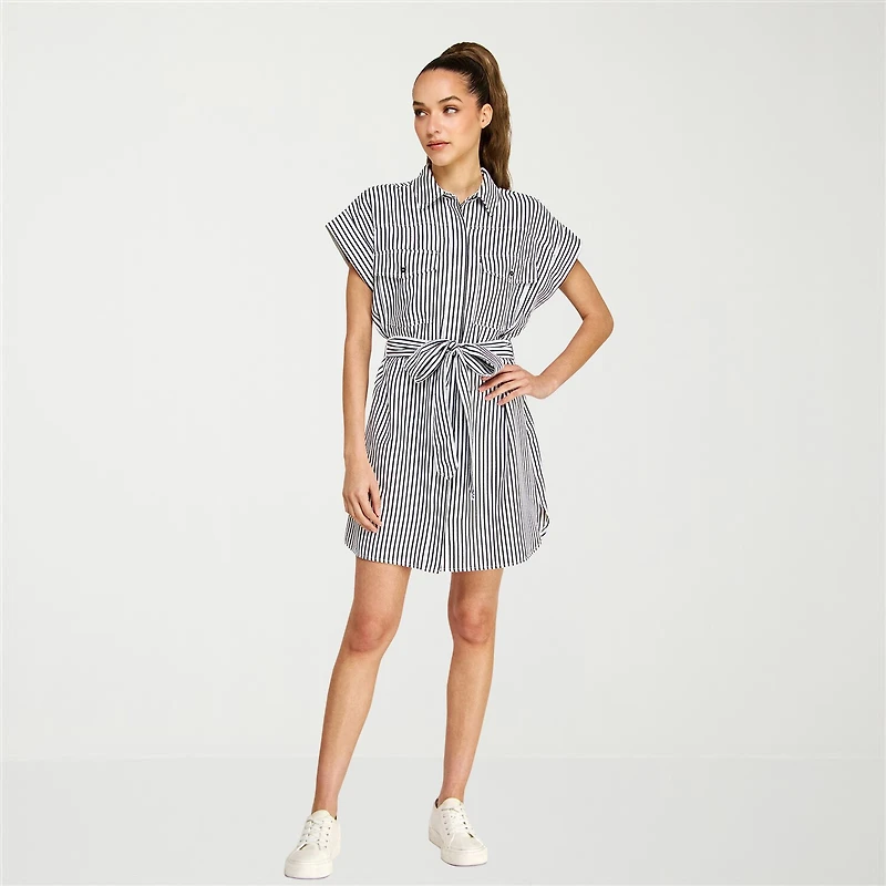 belle vie Womens Short Sleeve Shirt Dress