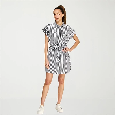 belle vie Womens Short Sleeve Shirt Dress