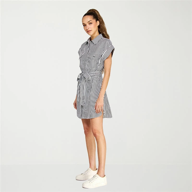 belle vie Womens Short Sleeve Shirt Dress