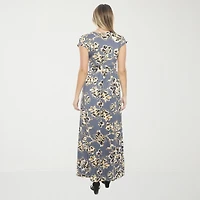 24seven Comfort Apparel Womens V Neck Sleeveless Cap Maxi Dress