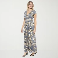 24seven Comfort Apparel Womens V Neck Sleeveless Cap Maxi Dress