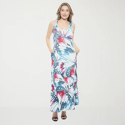 24seven Comfort Apparel Womens Scoop Neck Sleeveless Maxi Dress
