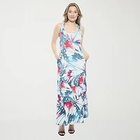 24seven Comfort Apparel Womens Scoop Neck Sleeveless Maxi Dress