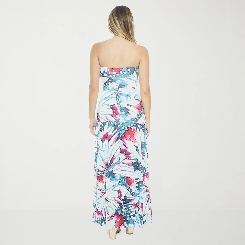 24seven Comfort Apparel Womens Straight Neck Sleeveless Abstract A-Line Dress
