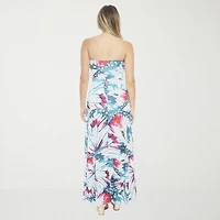 24seven Comfort Apparel Womens Straight Neck Sleeveless Abstract A-Line Dress