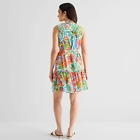 Willow Glenn Womens V Neck Sleeveless Floral Fit + Flare Dress