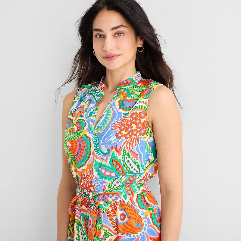 Willow Glenn Womens V Neck Sleeveless Floral Fit + Flare Dress