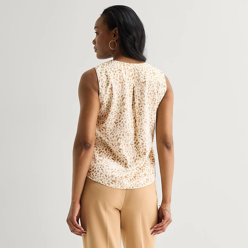 Black Label by Evan-Picone Womens V Neck Sleeveless Satin Blouse