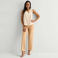 Black Label by Evan-Picone Womens V Neck Sleeveless Satin Blouse
