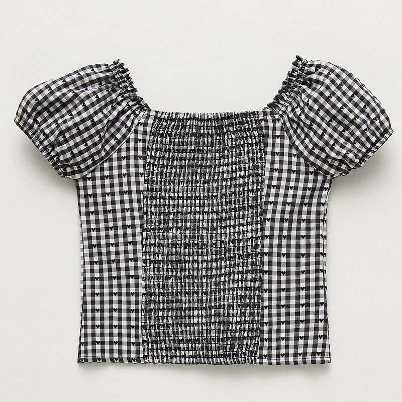 Eyeshadow Big Kid Girls Straight Neck Short Sleeve Babydoll Top