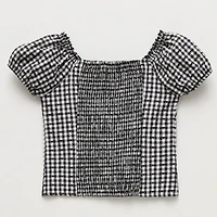 Eyeshadow Big Kid Girls Straight Neck Short Sleeve Babydoll Top