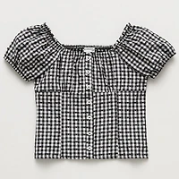 Eyeshadow Big Kid Girls Straight Neck Short Sleeve Babydoll Top