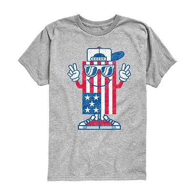 American Flag Dude Little & Big Kid Boys Crew Neck Short Sleeve Regular Fit Graphic T-Shirt