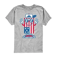 American Flag Dude Little & Big Kid Boys Crew Neck Short Sleeve Regular Fit Graphic T-Shirt