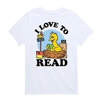 Big Bird Love To Read Little & Kid Boys Crew Neck Short Sleeve Regular Fit Sesame Street Graphic T-Shirt