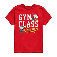 Gym Class Champ Little & Big Kid Boys Crew Neck Short Sleeve Regular Fit Snoopy Graphic T-Shirt