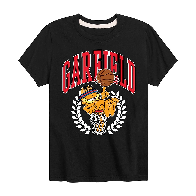 Basket Ball Little & Big Kid Boys Crew Neck Short Sleeve Regular Fit Garfield Graphic T-Shirt