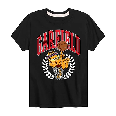 Basket Ball Little & Big Kid Boys Crew Neck Short Sleeve Regular Fit Garfield Graphic T-Shirt