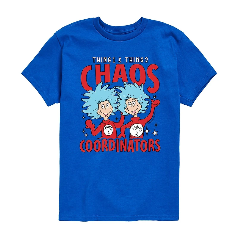 Thing 1 And Thing 2 Chaos Coordinators Little & Big Kid Boys Crew Neck Short Sleeve Regular Fit Dr. Seuss Graphic T-Shirt