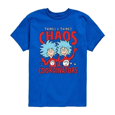 Thing 1 And 2 Chaos Coordinators Little & Big Kid Boys Crew Neck Short Sleeve Regular Fit Dr. Seuss Graphic T-Shirt