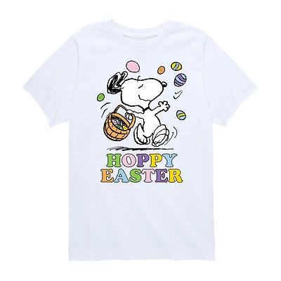 Hoppy Easter Little & Big Kid Boys Crew Neck Short Sleeve Regular Fit Peanuts Snoopy Graphic T-Shirt