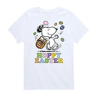 Hoppy Easter Little & Big Kid Boys Crew Neck Short Sleeve Regular Fit Peanuts Snoopy Graphic T-Shirt