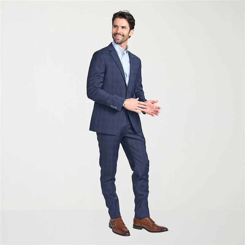 CRICKETEER™ Mens Windowpane Stretch Fabric 2-pc. Suit Set