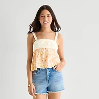 Arizona Womens Juniors Square Neck Sleeveless Tank Top