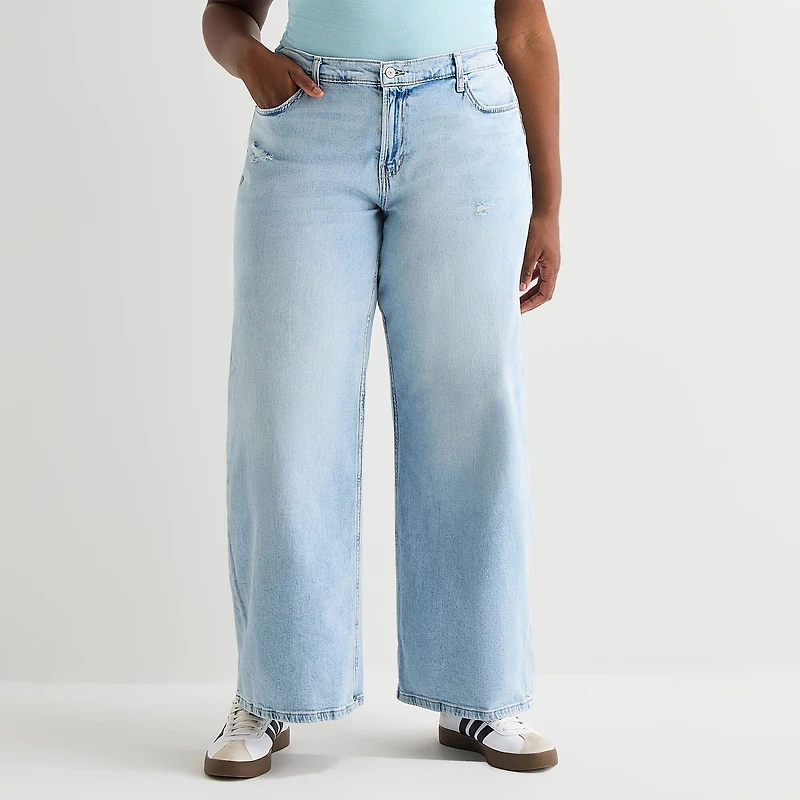 Arizona Womens Juniors Plus Low Rise Baggy Fit Jean