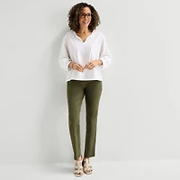 Liz Claiborne Womens Split Crew Neck 3/4 Sleeve Blouse
