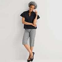 Liz Claiborne Womens Split Crew Neck Short Sleeve Blouse