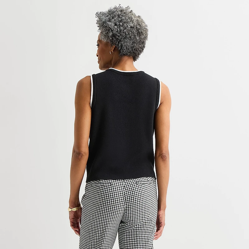 Liz Claiborne Womens Crew Neck Button Sweater Vest