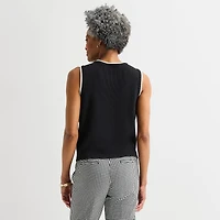 Liz Claiborne Womens Crew Neck Button Sweater Vest