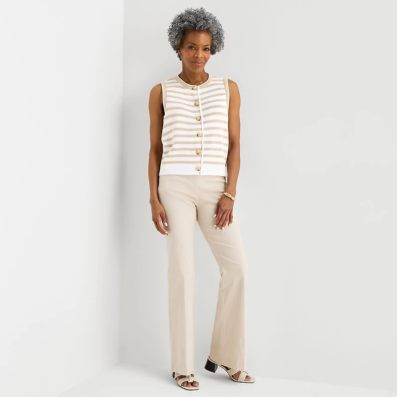 Liz Claiborne Womens Crew Neck Button Sweater Vest