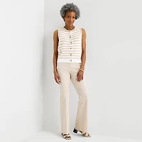 Liz Claiborne Womens Crew Neck Button Sweater Vest