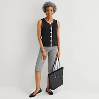 Liz Claiborne Womens Crew Neck Button Sweater Vest