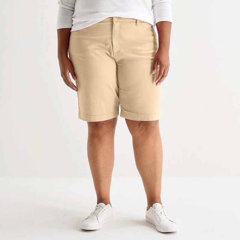 St. John's Bay Womens 11" Mid Rise Plus Bermuda Short