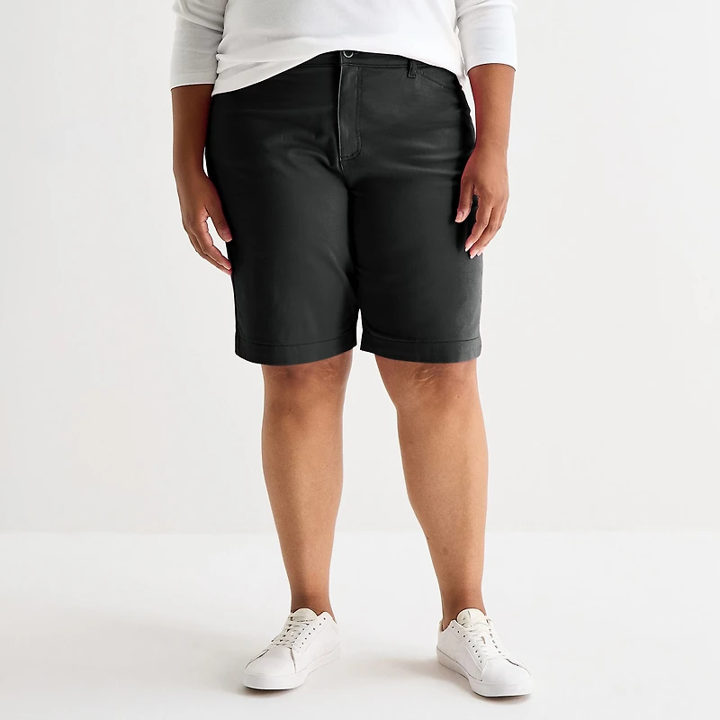 St. John's Bay Womens 11" Mid Rise Plus Bermuda Short