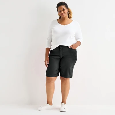 St. John's Bay Womens 11" Mid Rise Plus Bermuda Short