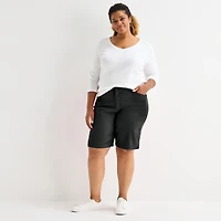 St. John's Bay Womens 11" Mid Rise Plus Bermuda Short