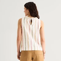 St. John's Bay Womens Round Neck Sleeveless Blouse